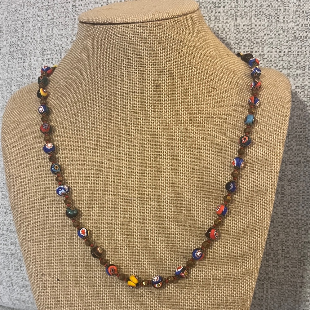 Vintage‎ Italian Murano Millefiori Art Glass Beaded Necklace